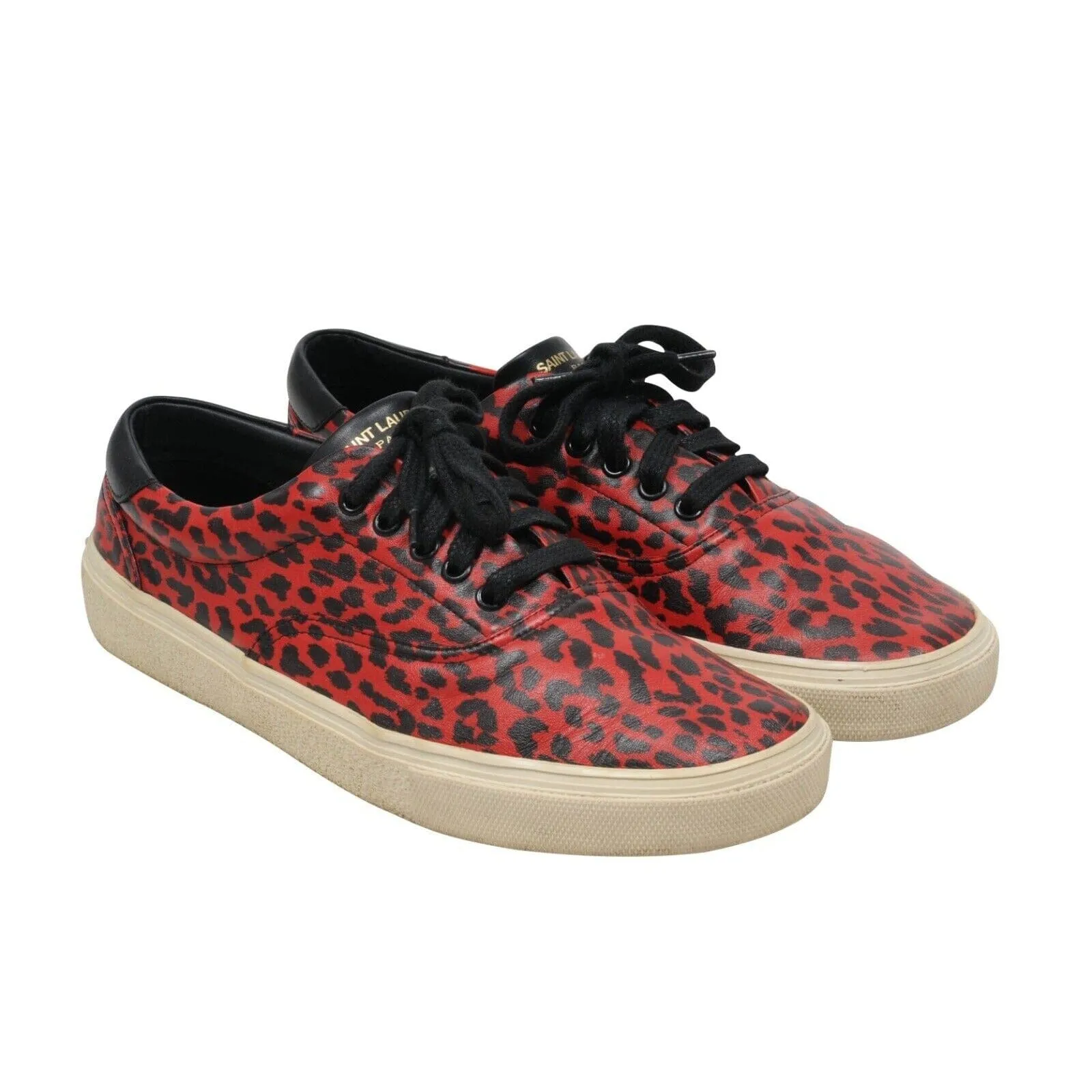 Babycat Skate Sneakers Leopard Red Black Leather Low Top