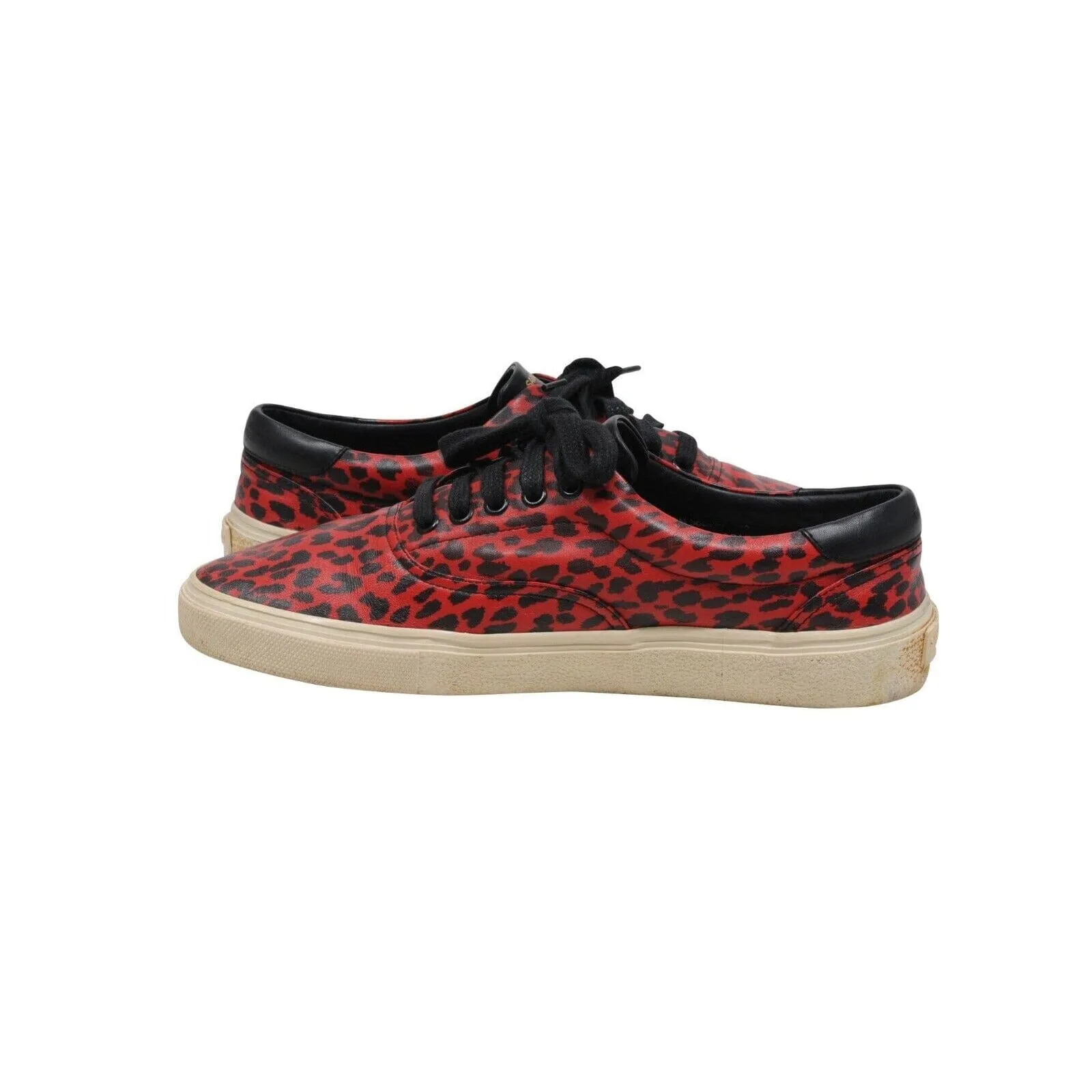 Babycat Skate Sneakers Leopard Red Black Leather Low Top