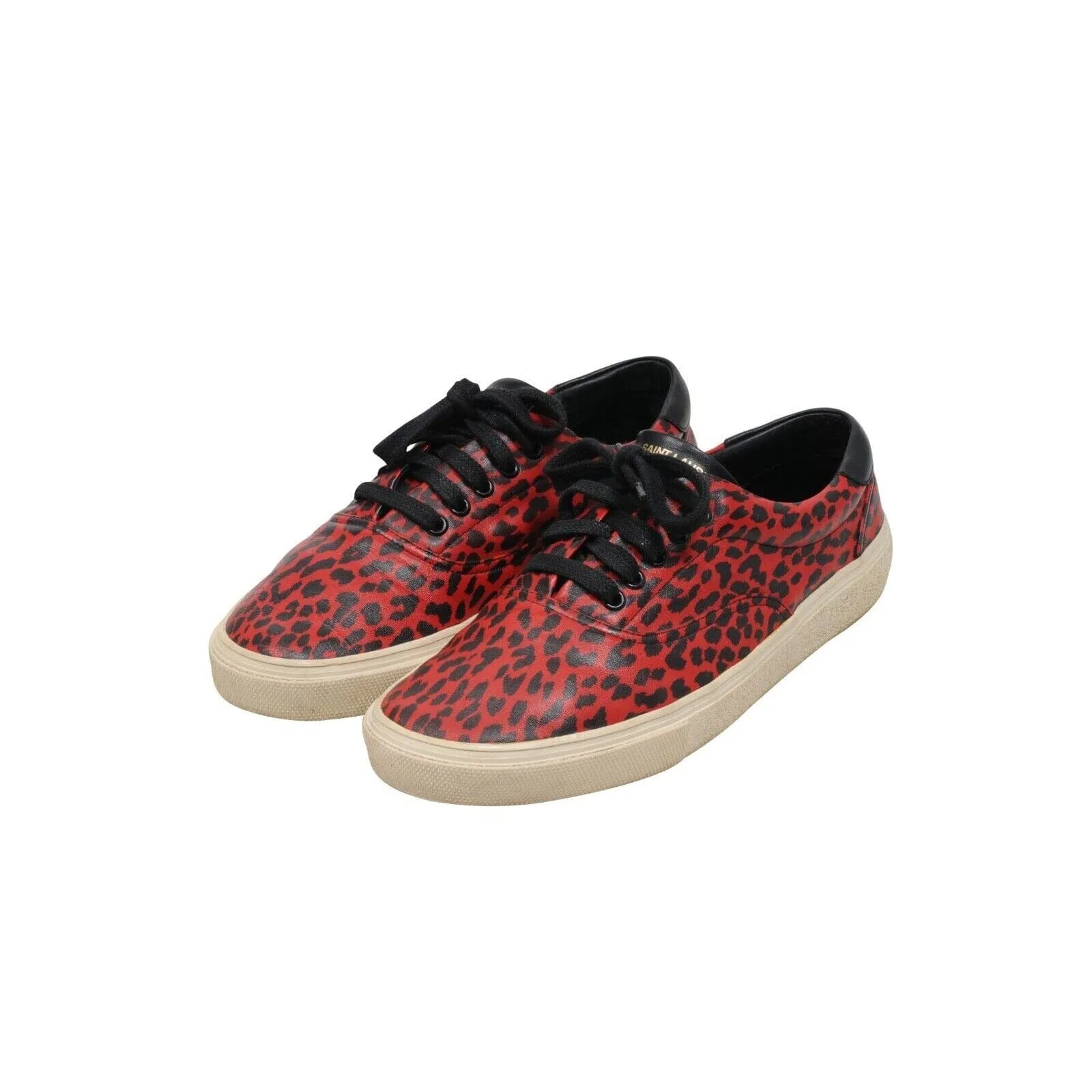 Babycat Skate Sneakers Leopard Red Black Leather Low Top