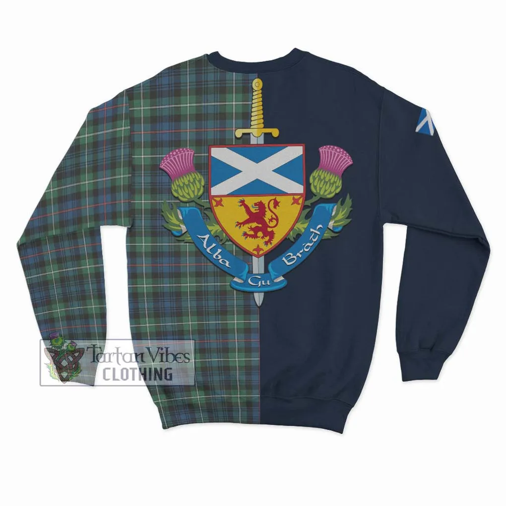 Baillie Ancient Tartan Sweatshirt Alba with Scottish Lion Royal Arm Half Style