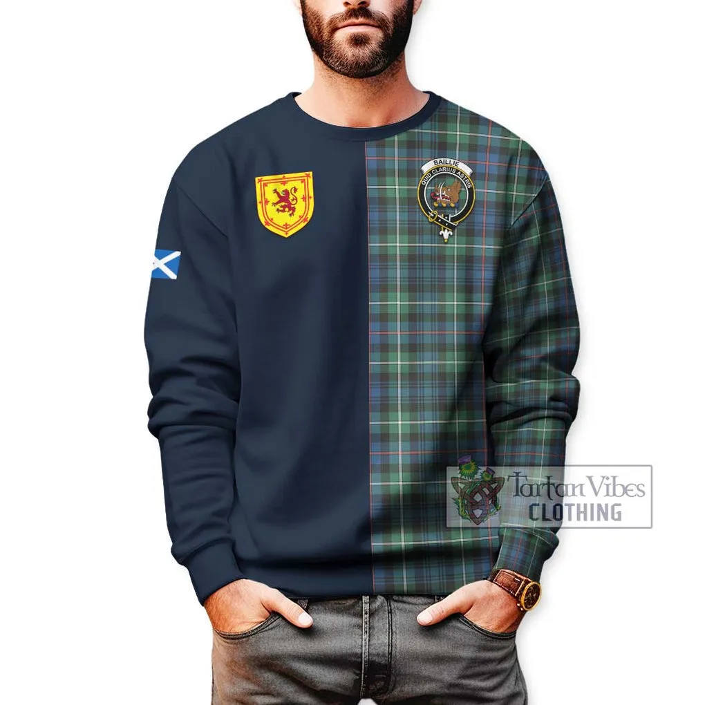 Baillie Ancient Tartan Sweatshirt Alba with Scottish Lion Royal Arm Half Style