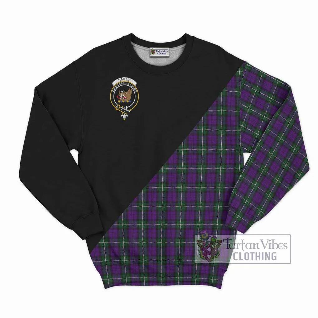 Baillie Highland Society Tartan Sweatshirt with Family Crest and Military Logo Style