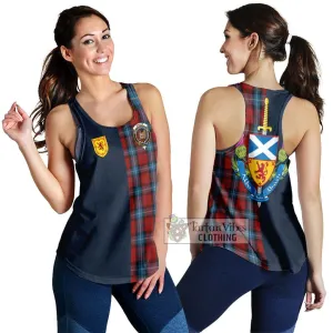 Baillie of Polkemmet Red Tartan Women's Racerback Tanks Alba with Scottish Lion Royal Arm Half Style