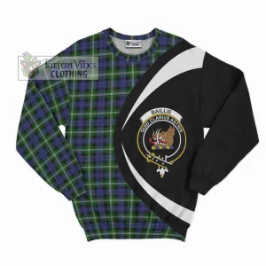 Baillie of Polkemmet Tartan Sweatshirt with Family Crest Circle Style