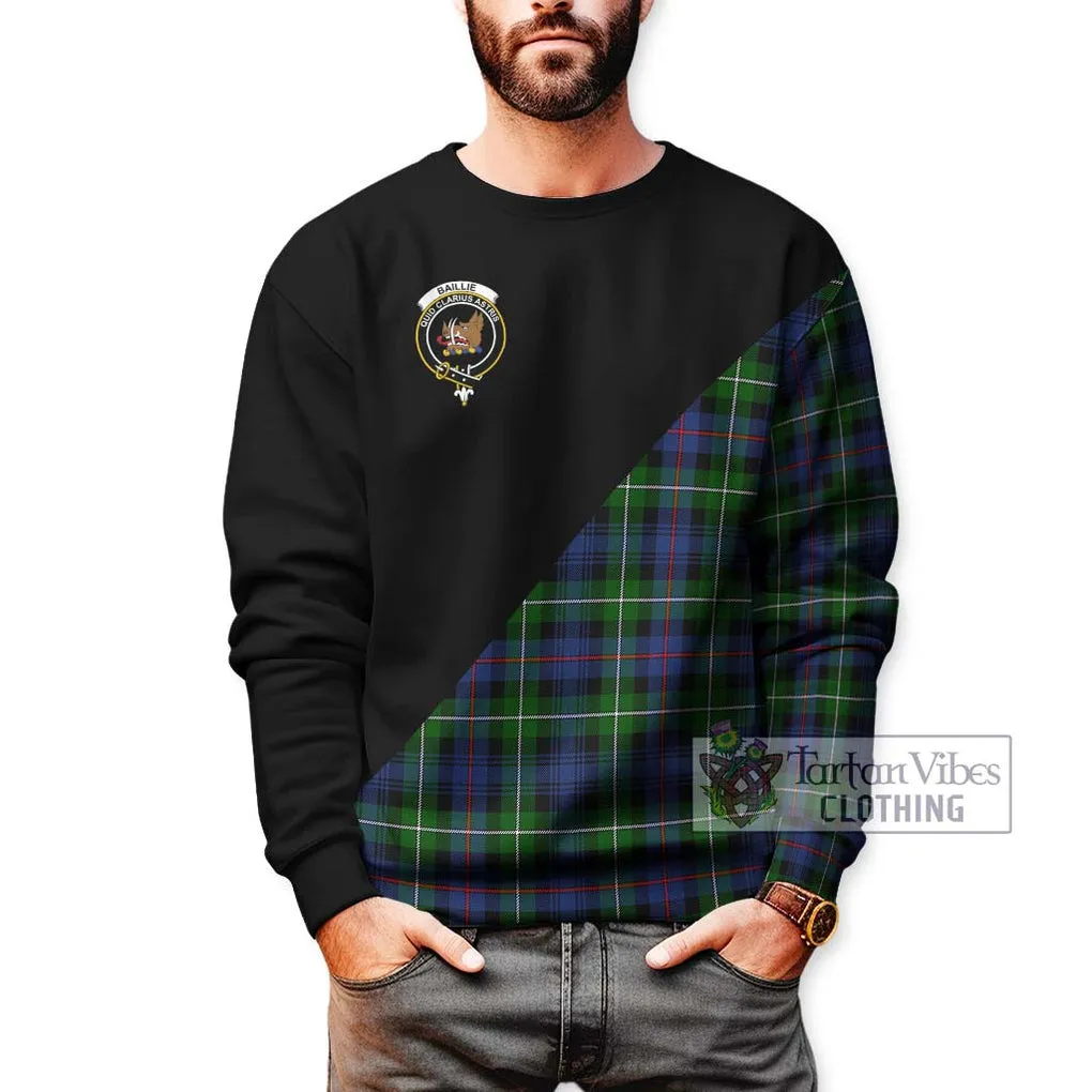 Baillie Tartan Sweatshirt with Family Crest and Military Logo Style