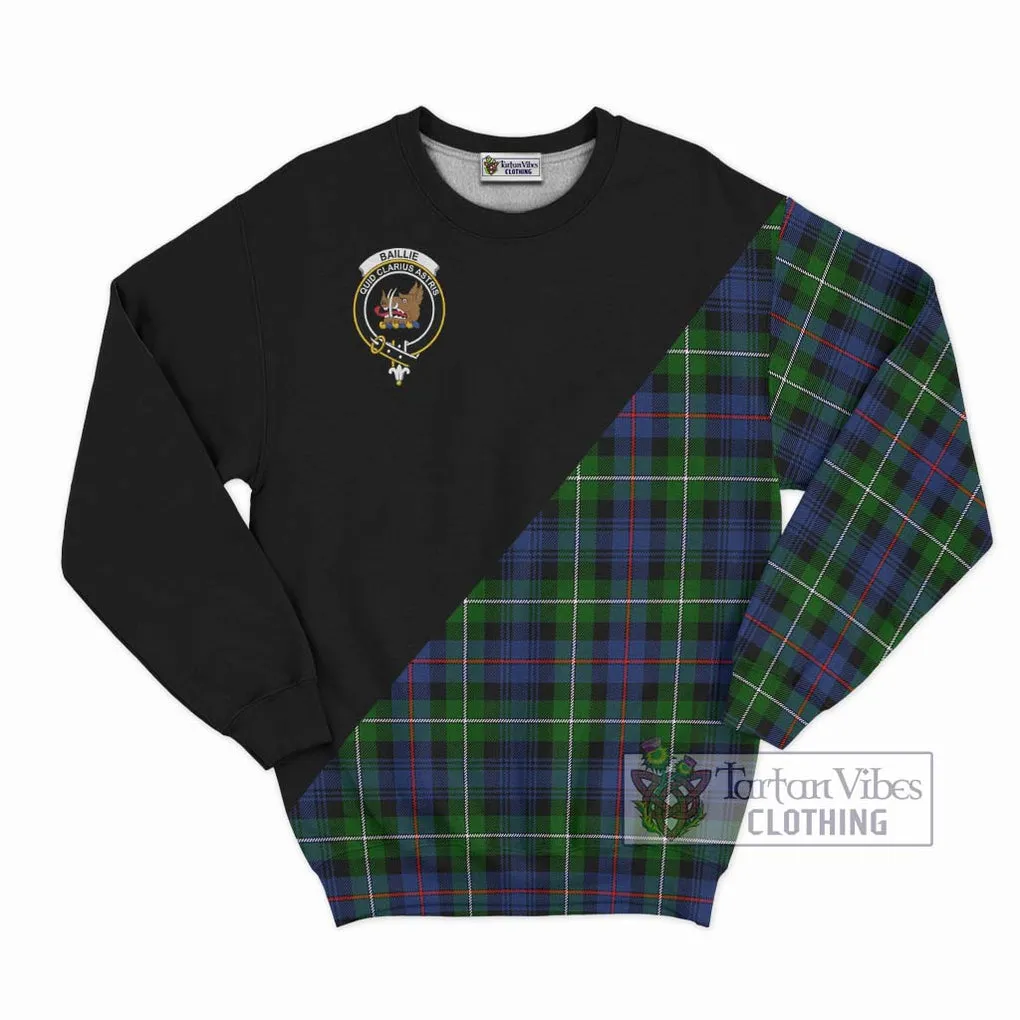 Baillie Tartan Sweatshirt with Family Crest and Military Logo Style