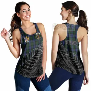 Baird Crest Tartan Women's Racerback Tanks with New Zealand Silver Fern Half Style