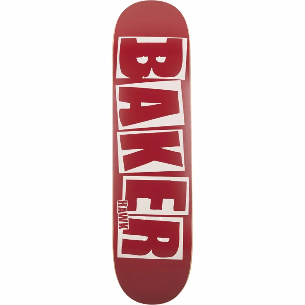 Baker Hawk Brand Name 8.0" Maroon Skateboard Deck