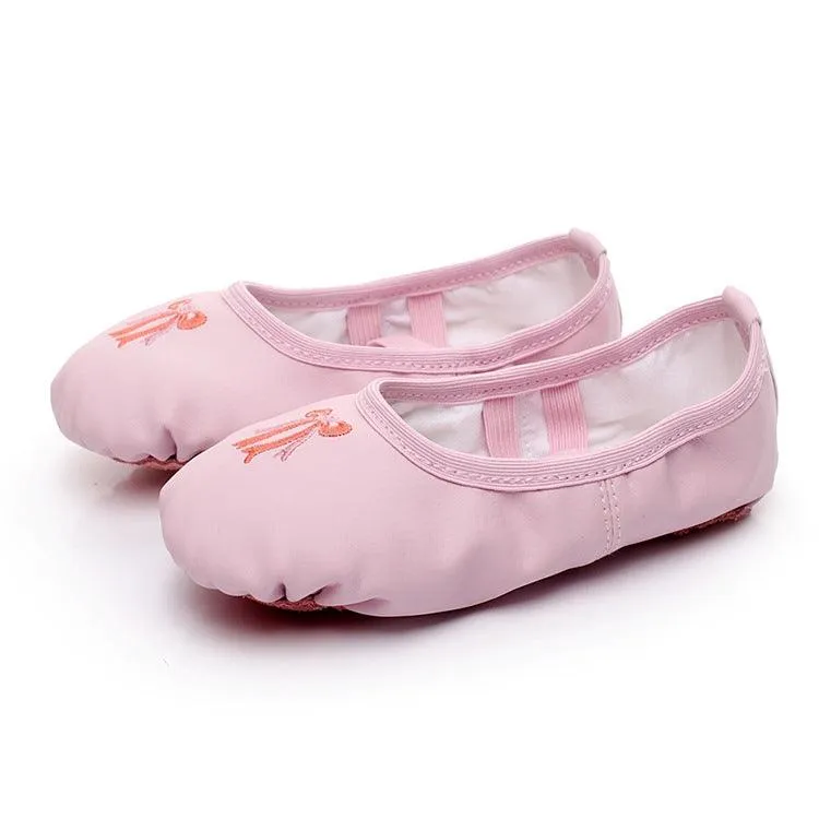 Ballet Practice Shoes for Kids - Soft Sole Crystal Satin Dance Footwear with Breathable Cotton Lining