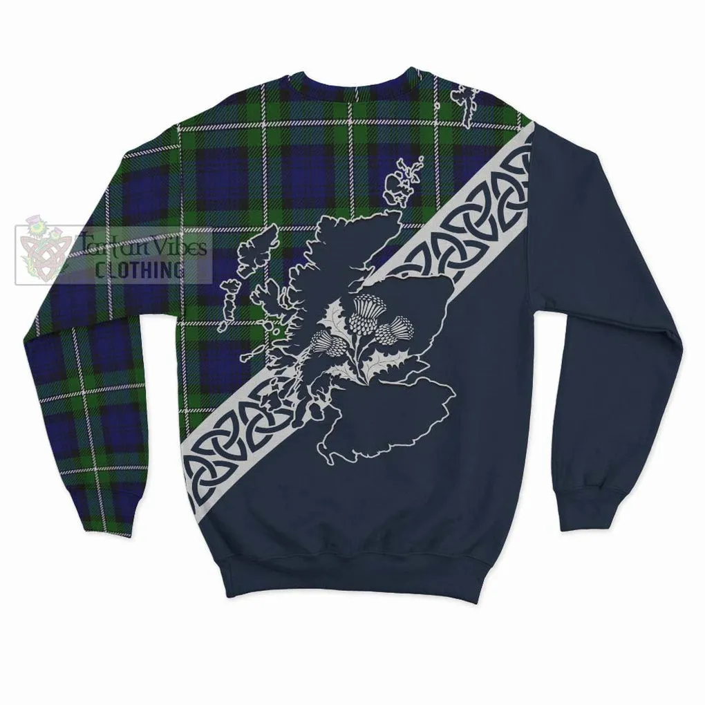 Bannerman Tartan Sweatshirt Featuring Thistle and Scotland Map