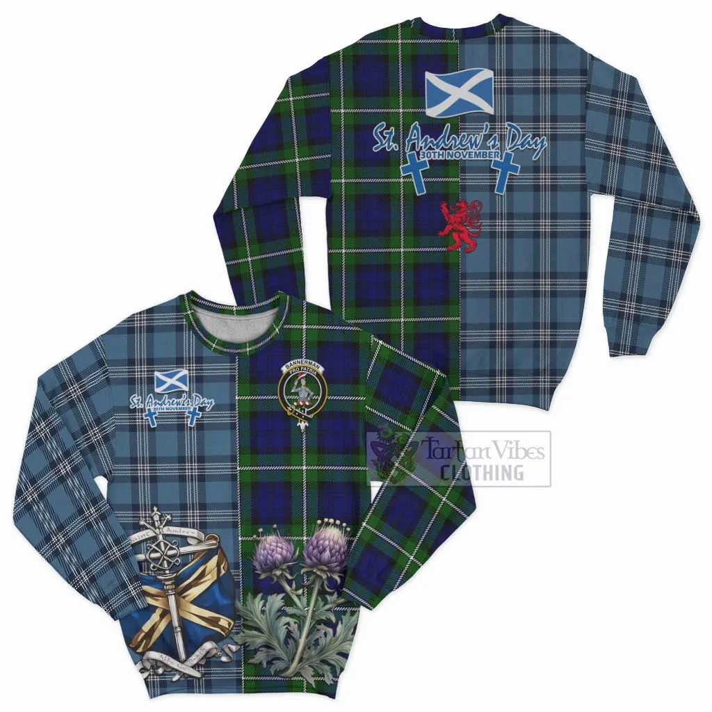 Bannerman Tartan Sweatshirt Happy St. Andrew's Day Half Tartan Style