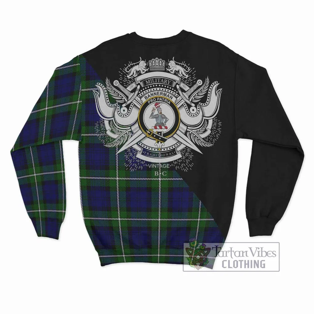 Bannerman Tartan Sweatshirt with Family Crest and Military Logo Style