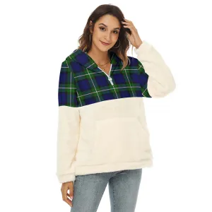 Bannerman Tartan Women's Borg Fleece Hoodie With Half Zip