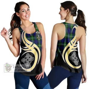 Bannerman Tartan Women's Racerback Tanks with Family Crest and Celtic Symbol Style