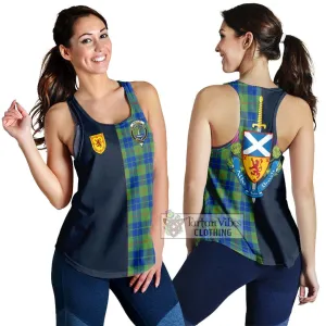 Barclay Hunting Ancient Tartan Women's Racerback Tanks Alba with Scottish Lion Royal Arm Half Style