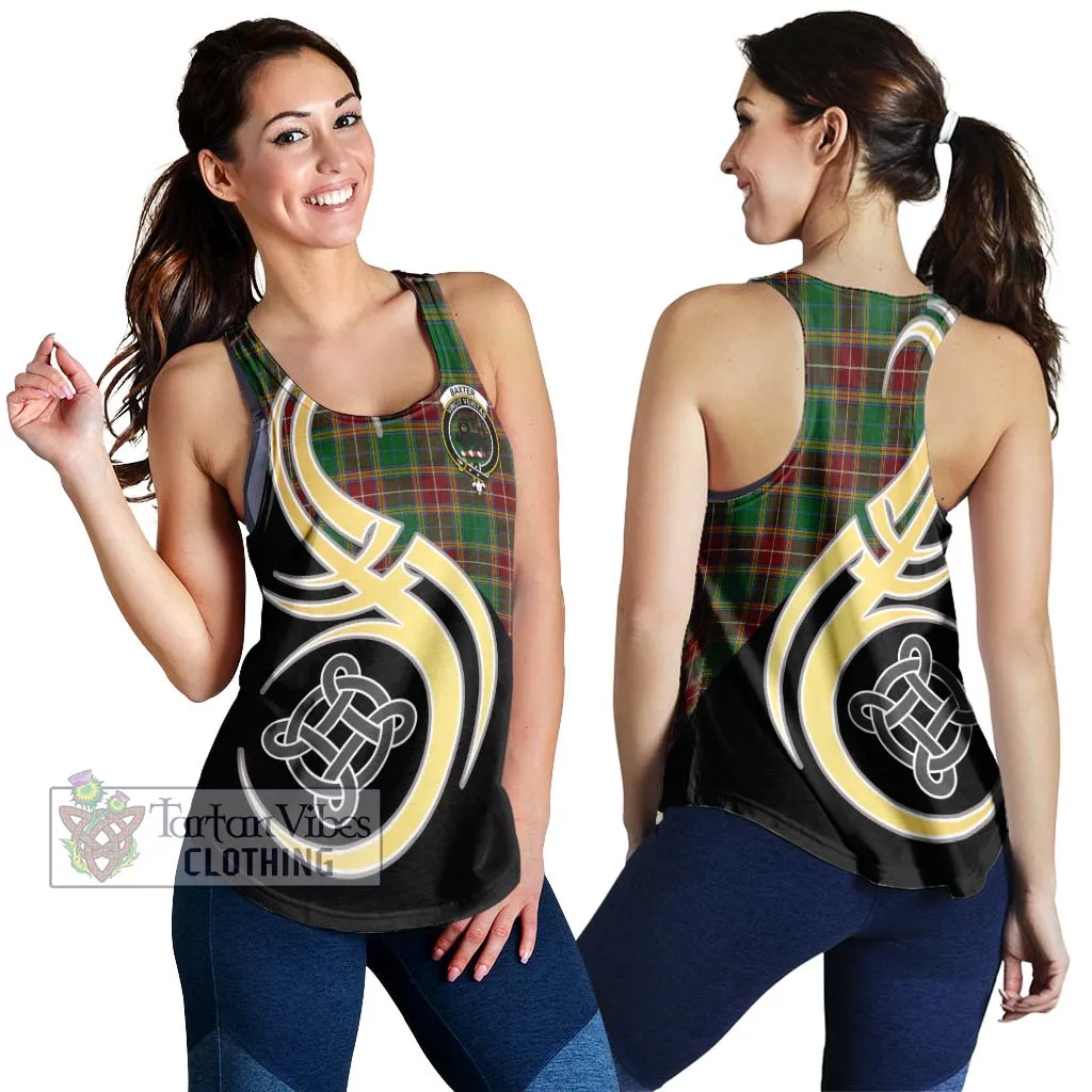 Baxter Tartan Women's Racerback Tanks with Family Crest and Celtic Symbol Style