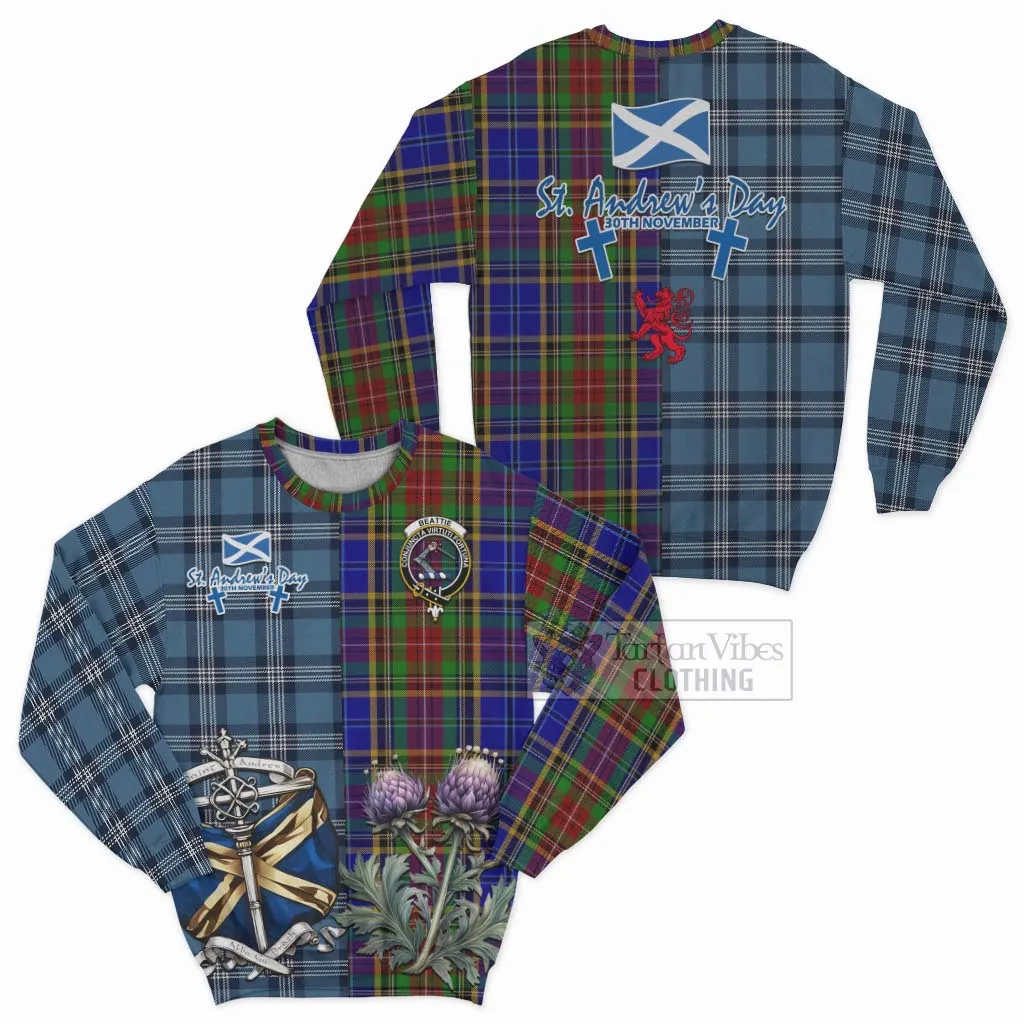 Beattie (Beatty) Tartan Sweatshirt Happy St. Andrew's Day Half Tartan Style