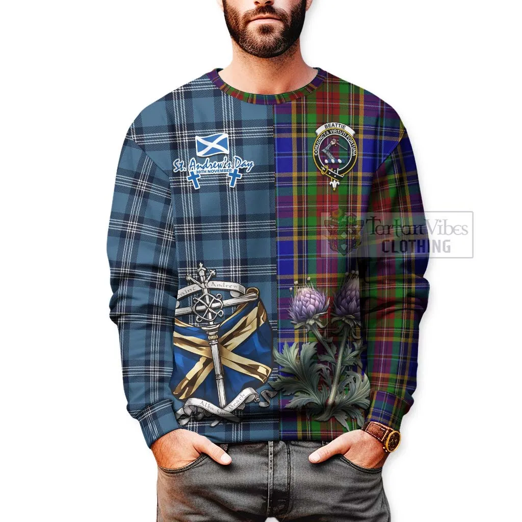 Beattie (Beatty) Tartan Sweatshirt Happy St. Andrew's Day Half Tartan Style