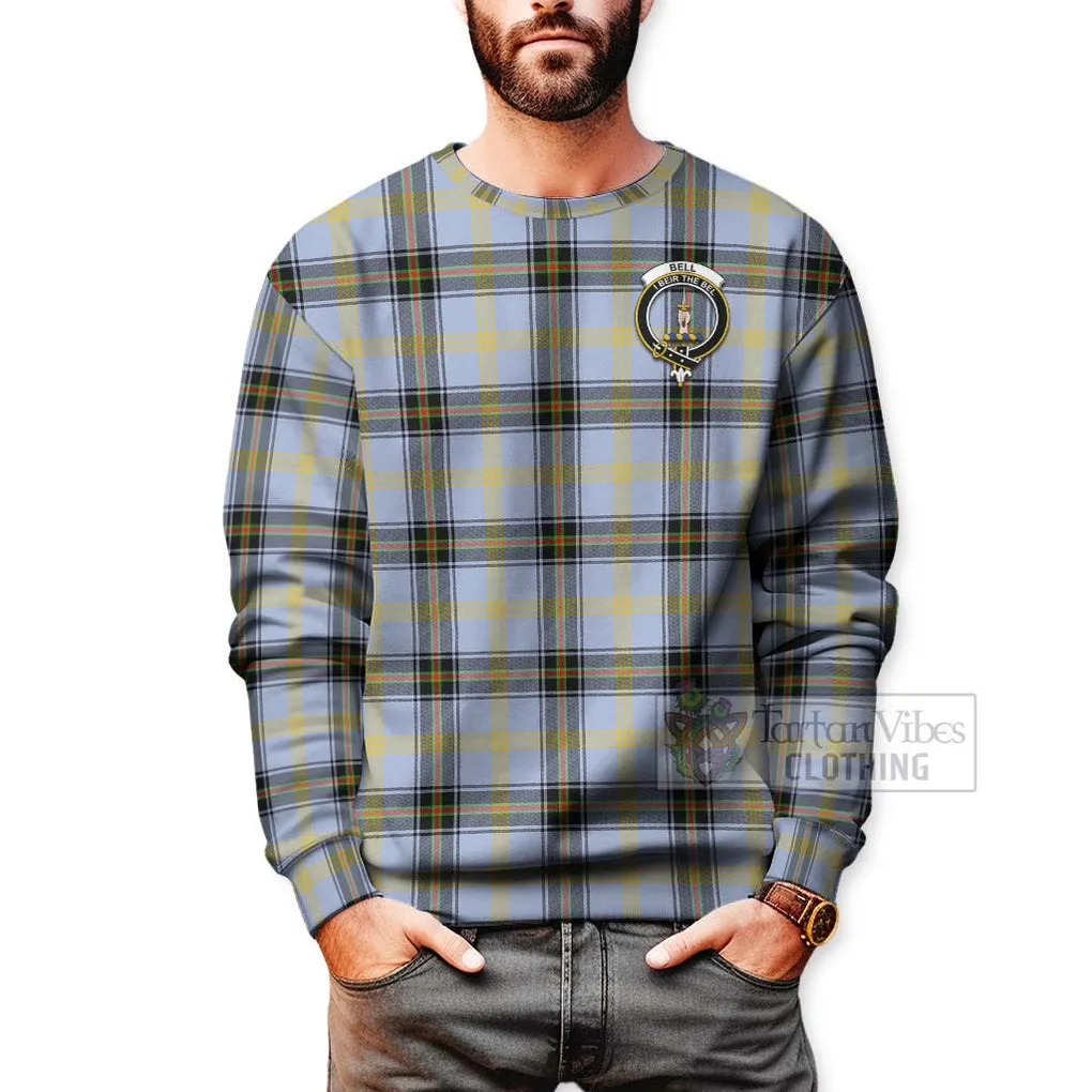 Bell Tartan Sweatshirt with Family Crest Celtic Skull Style