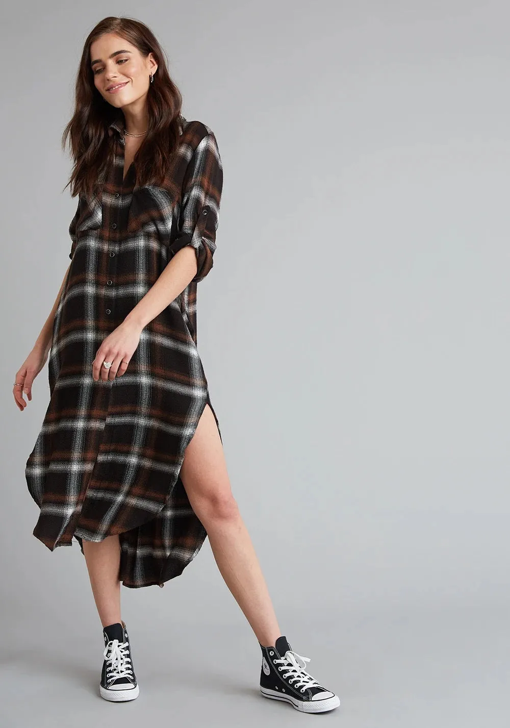 Bella Dahl - Two Pocket Duster Dress in Cinnamon Spice