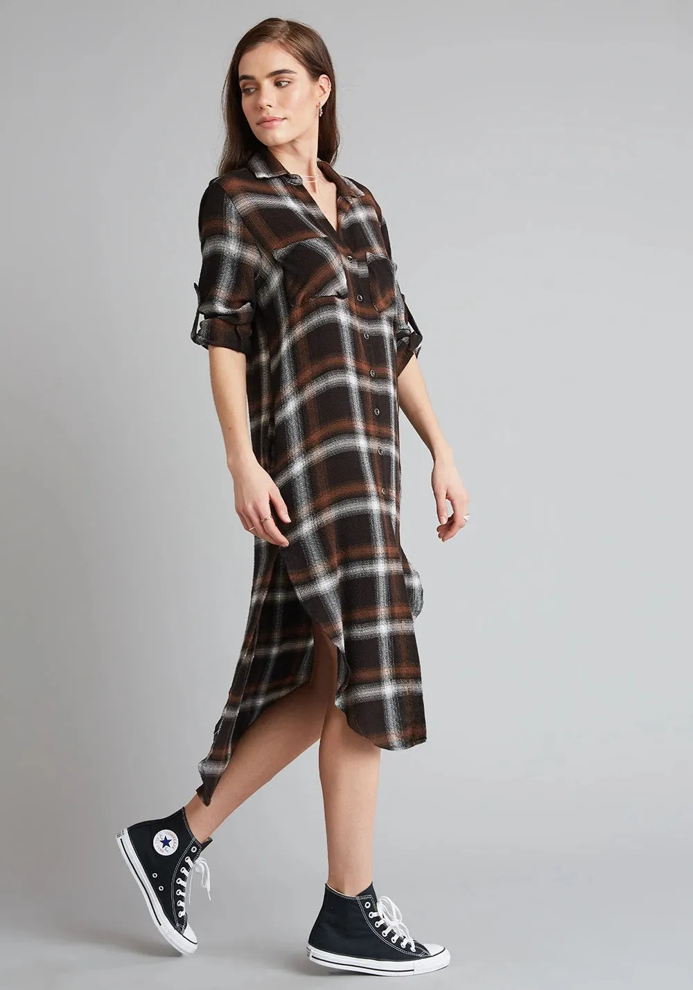 Bella Dahl - Two Pocket Duster Dress in Cinnamon Spice