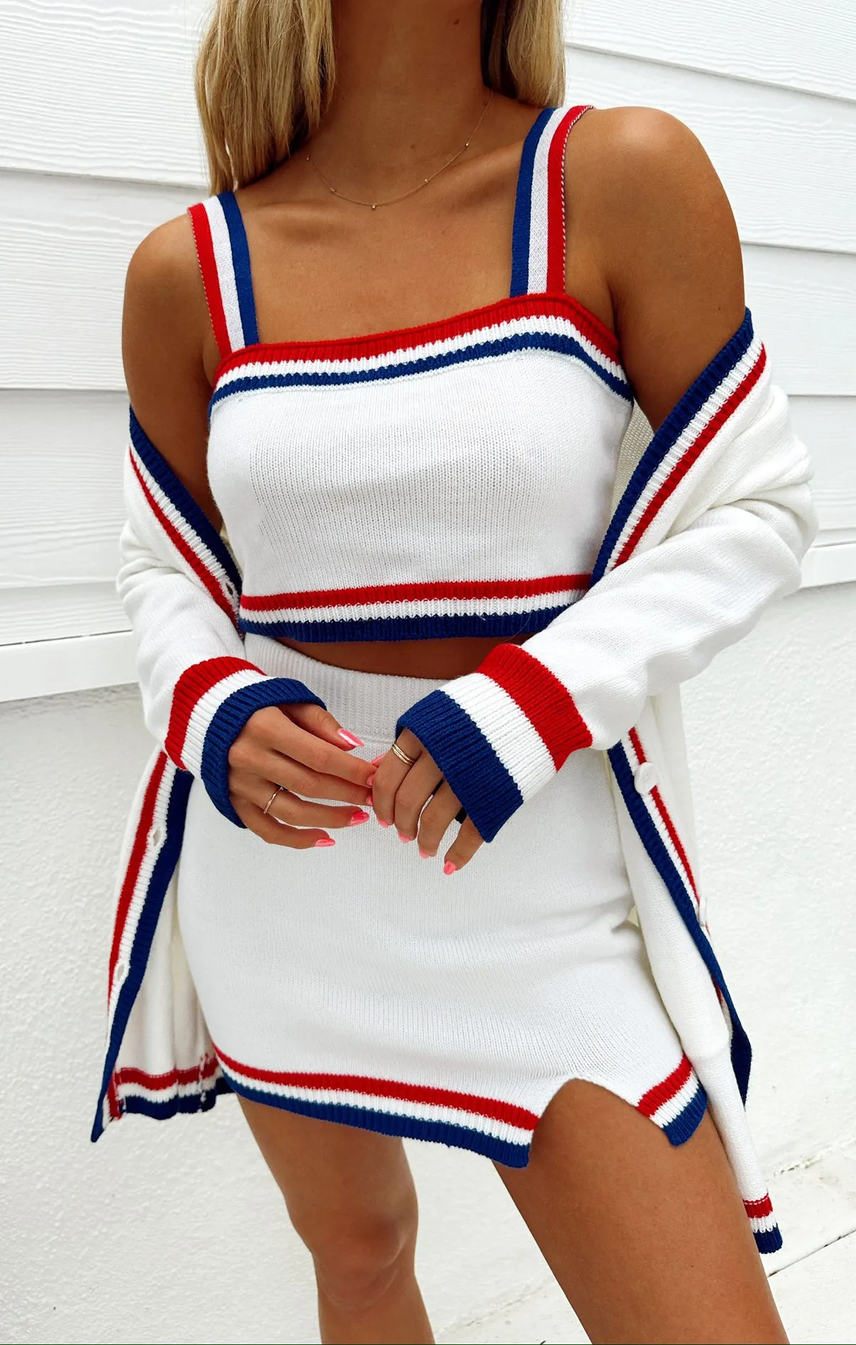 Below Deck Mini Skirt ~ USA Stripe Knit