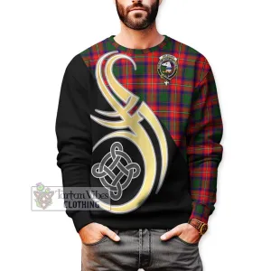 Belsches Tartan Sweatshirt with Family Crest and Celtic Symbol Style