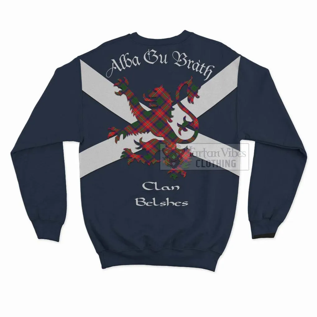 Belshes (Belsches) Tartan Lion Rampant Sweatshirt  Proudly Display Your Heritage with Alba Gu Brath and Clan Name