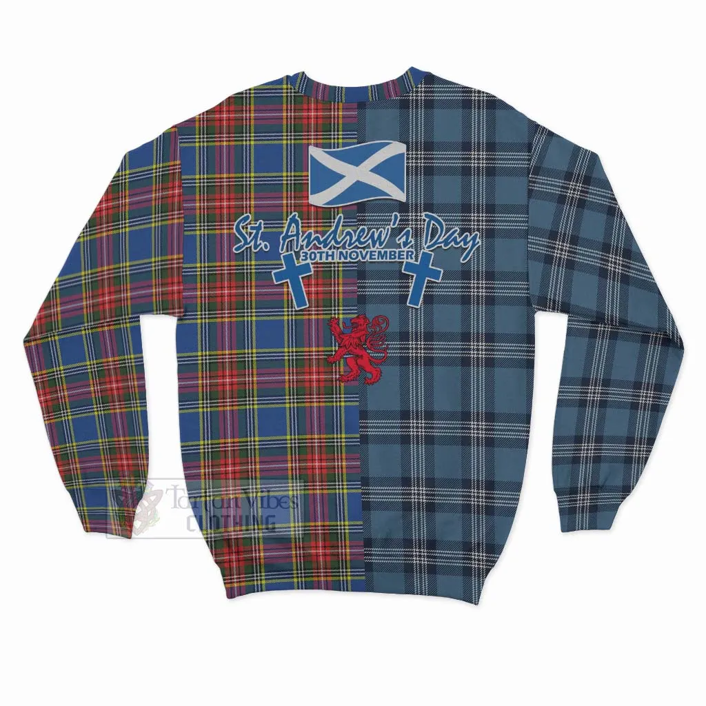 Bethune Tartan Sweatshirt Happy St. Andrew's Day Half Tartan Style