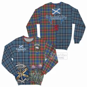 Bethune Tartan Sweatshirt Happy St. Andrew's Day Half Tartan Style