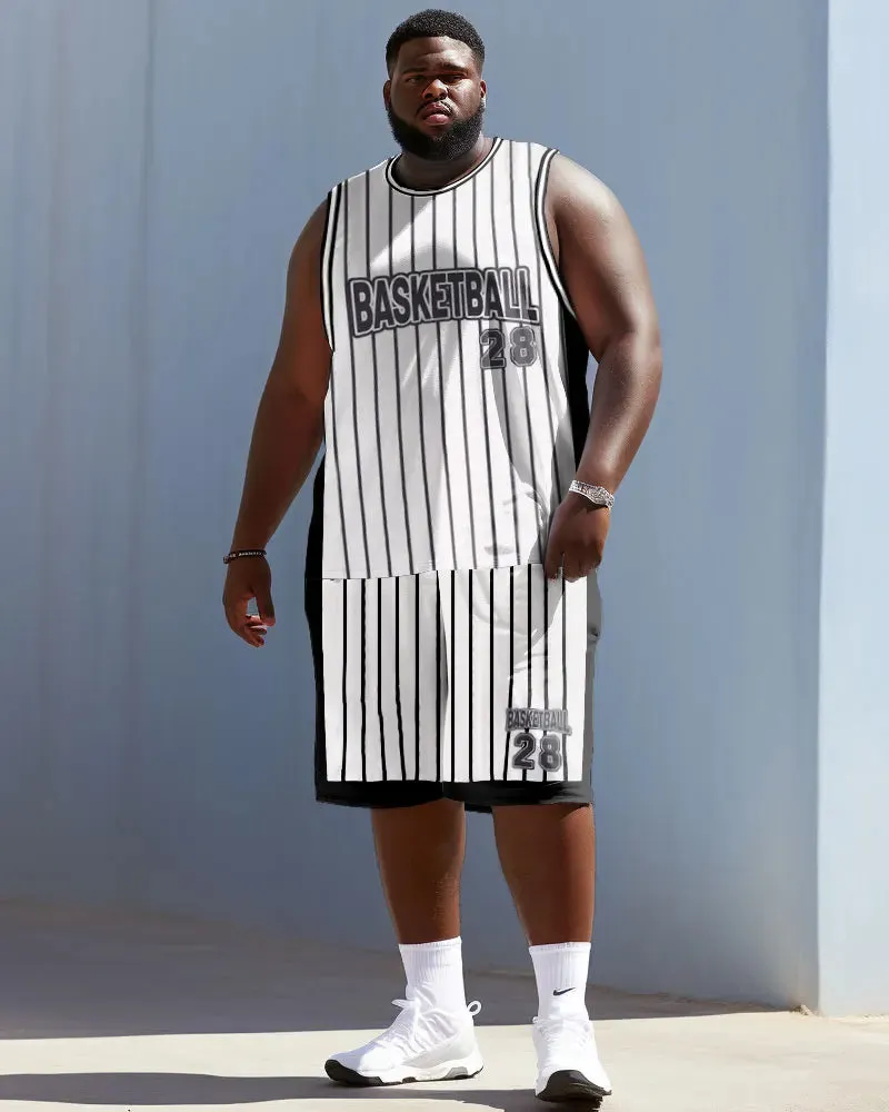 Biggmans L-9Xl  Vest Plus Size Two-Piece Set for Summer Sports Clothing Oversize Basketball Suit Block Print Shorts 7XL 8XL 9XL