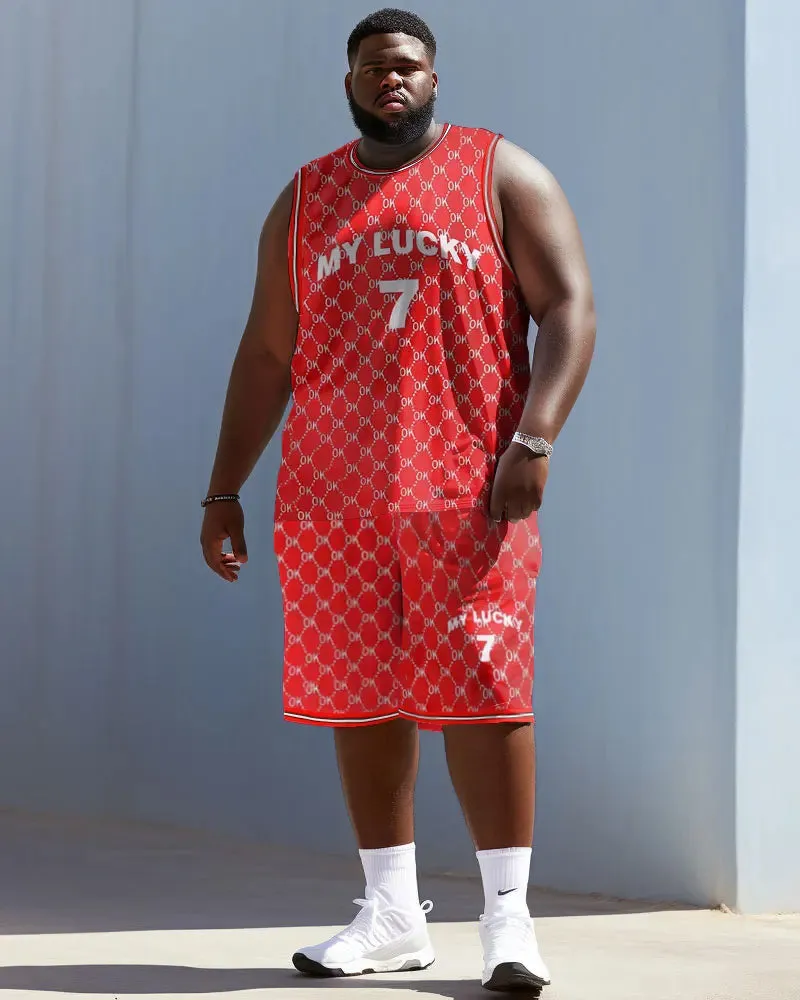 Biggmans L-9Xl  Vest Plus Size Two-Piece Set for Summer Sports Clothing Oversize Basketball Suit Block Print Shorts 7XL 8XL 9XL