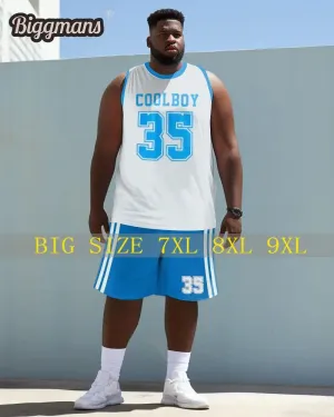 Biggmans L-9Xl  Vest Plus Size Two-Piece Set for Summer Sports Clothing Oversize Basketball Suit Block Print Shorts 7XL 8XL 9XL