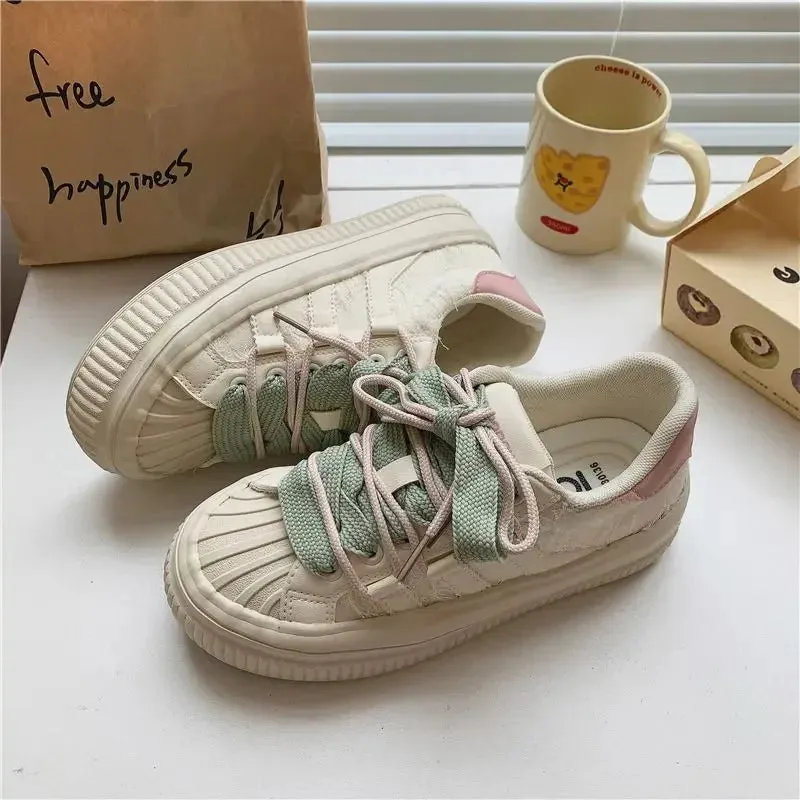 binfenxie  -  Spring 2024 Studentcanva Women's Shoes Breathable Trendy Niche Design Sensibility Shell White Casual Vulcanize Shoes