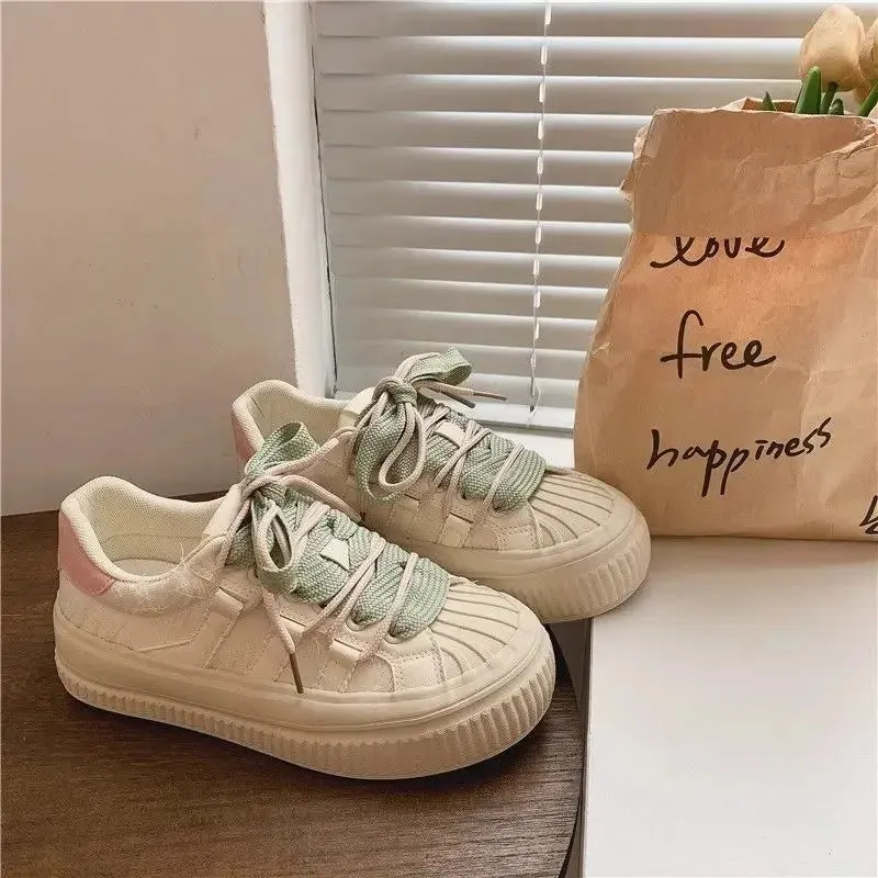 binfenxie  -  Spring 2024 Studentcanva Women's Shoes Breathable Trendy Niche Design Sensibility Shell White Casual Vulcanize Shoes