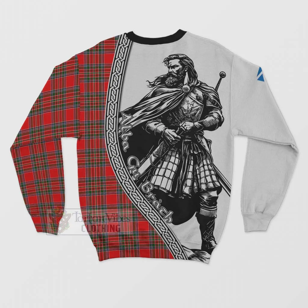 Binning Tartan Clan Crest Sweatshirt with Highlander Warrior Celtic Style