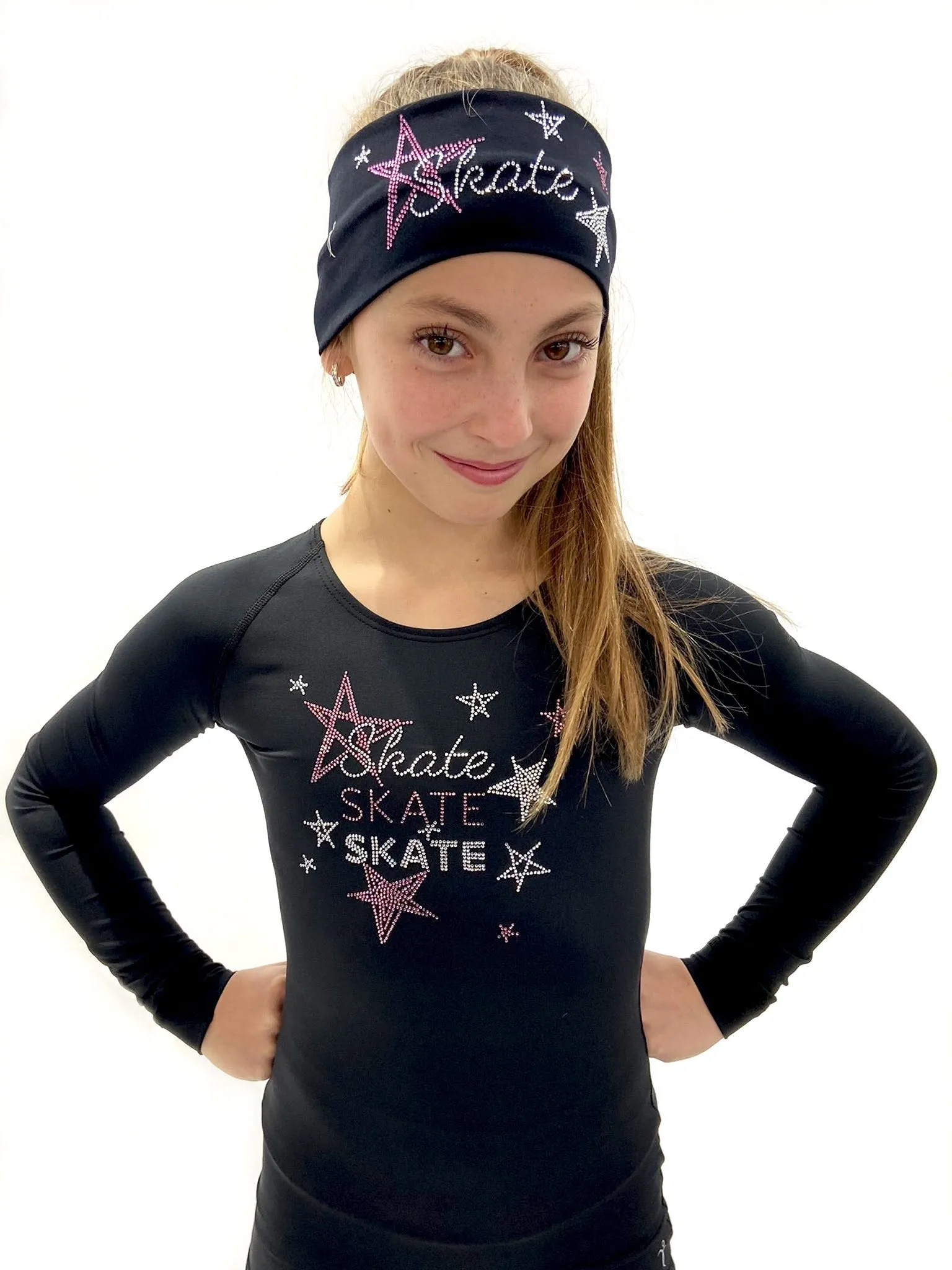 Black Skate Like a Star Headband - Pink