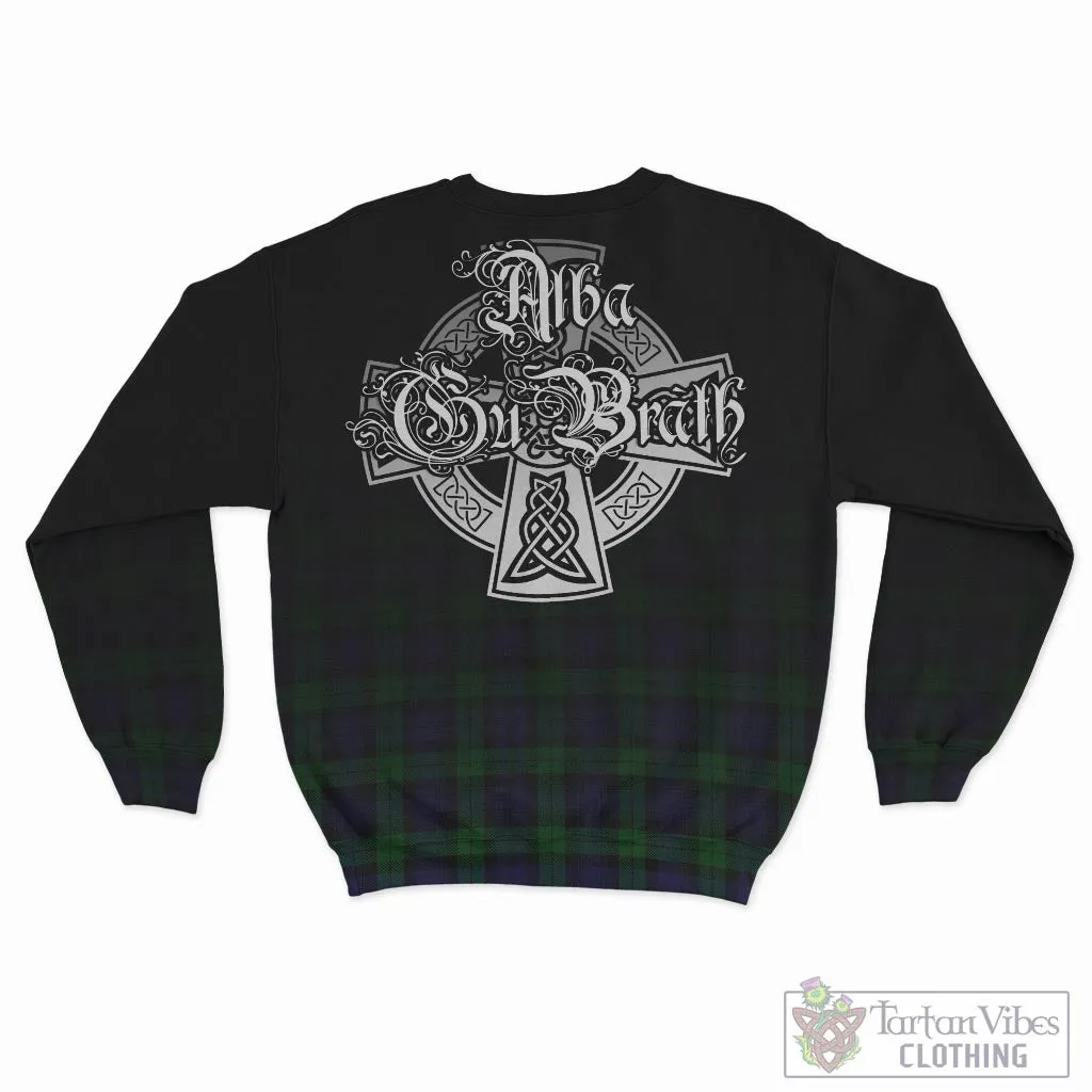 Black Watch Tartan Sweatshirt Featuring Alba Gu Brath Family Crest Celtic Inspired