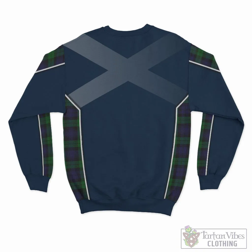 Black Watch Tartan Sweatshirt with Family Crest and Scottish Thistle Vibes Sport Style