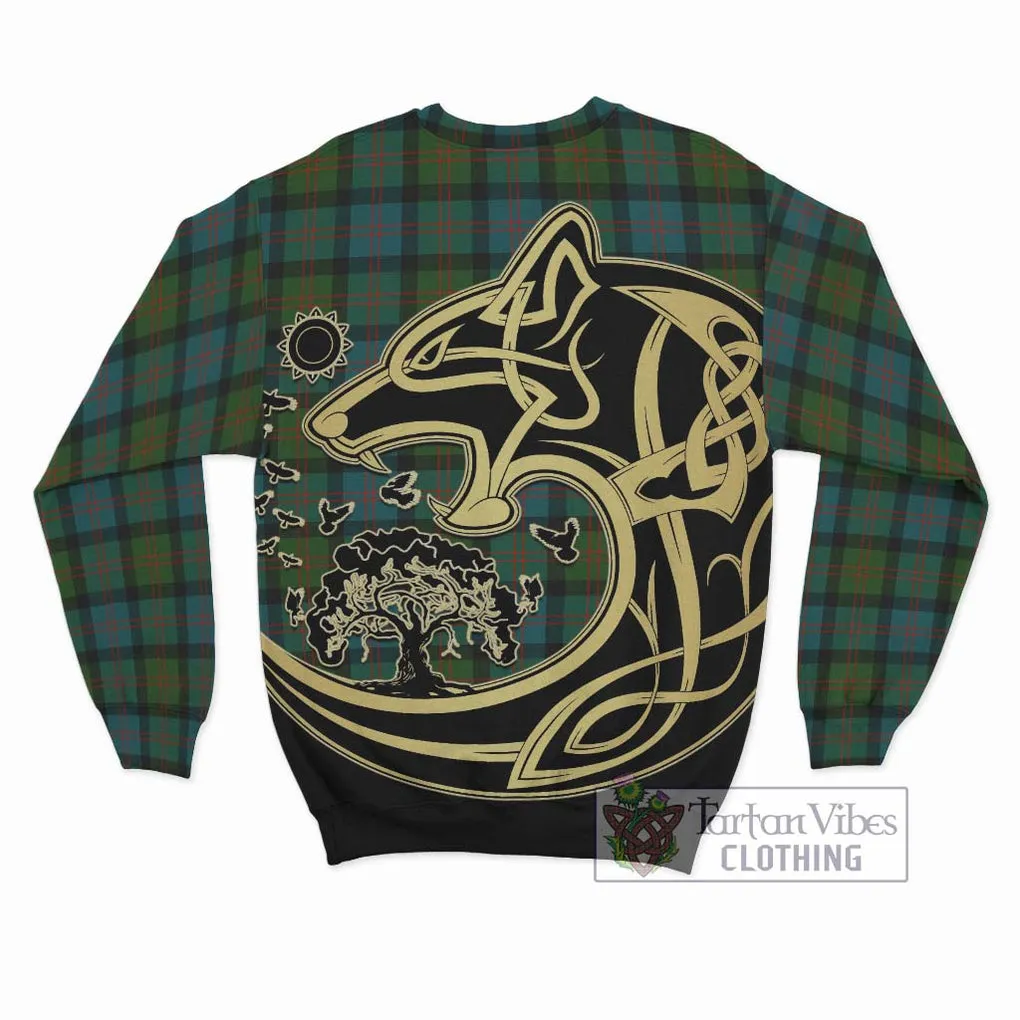 Blair Ancient Tartan Sweatshirt with Family Crest Celtic Wolf Style