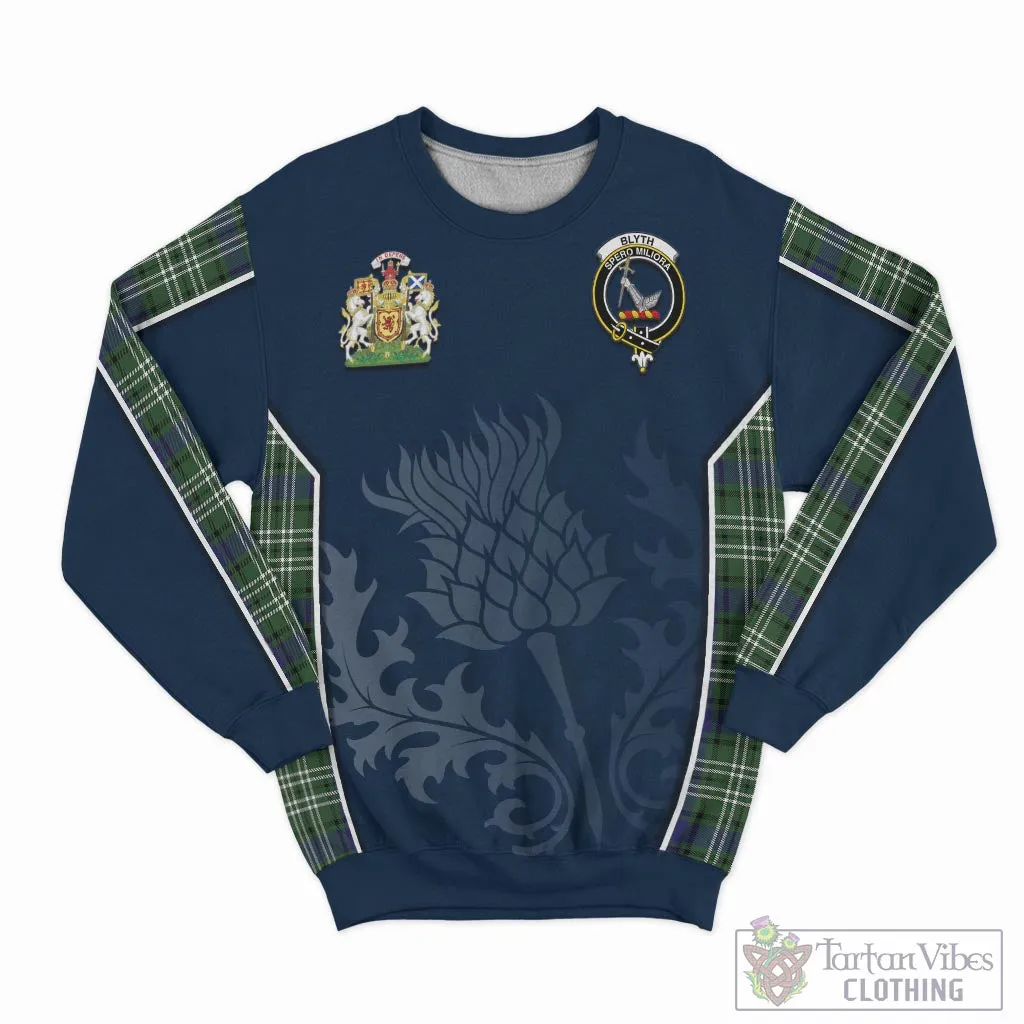 Blyth Tartan Sweatshirt with Family Crest and Scottish Thistle Vibes Sport Style