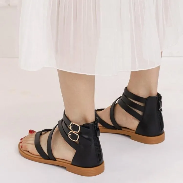 Bohemian Ladies Low-Heeled Strappy Roman Sandals for Summer Comfort