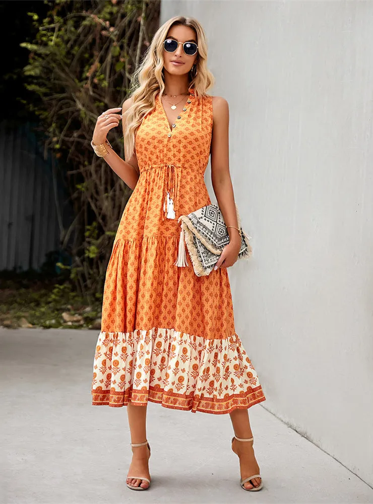 Bohemian Leisure Holiday Print Dress