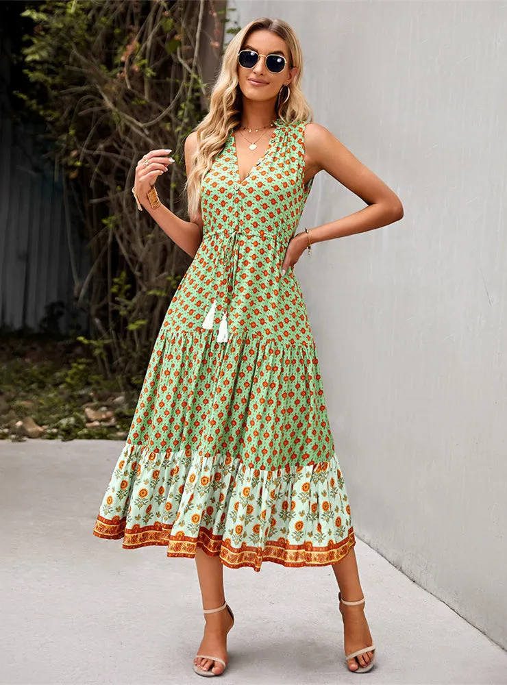 Bohemian Leisure Holiday Print Dress