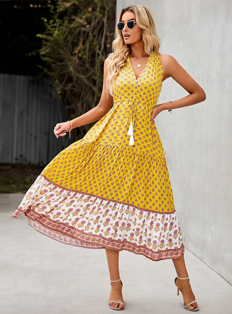 Bohemian Leisure Holiday Print Dress