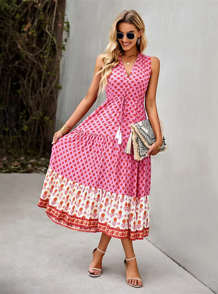 Bohemian Leisure Holiday Print Dress