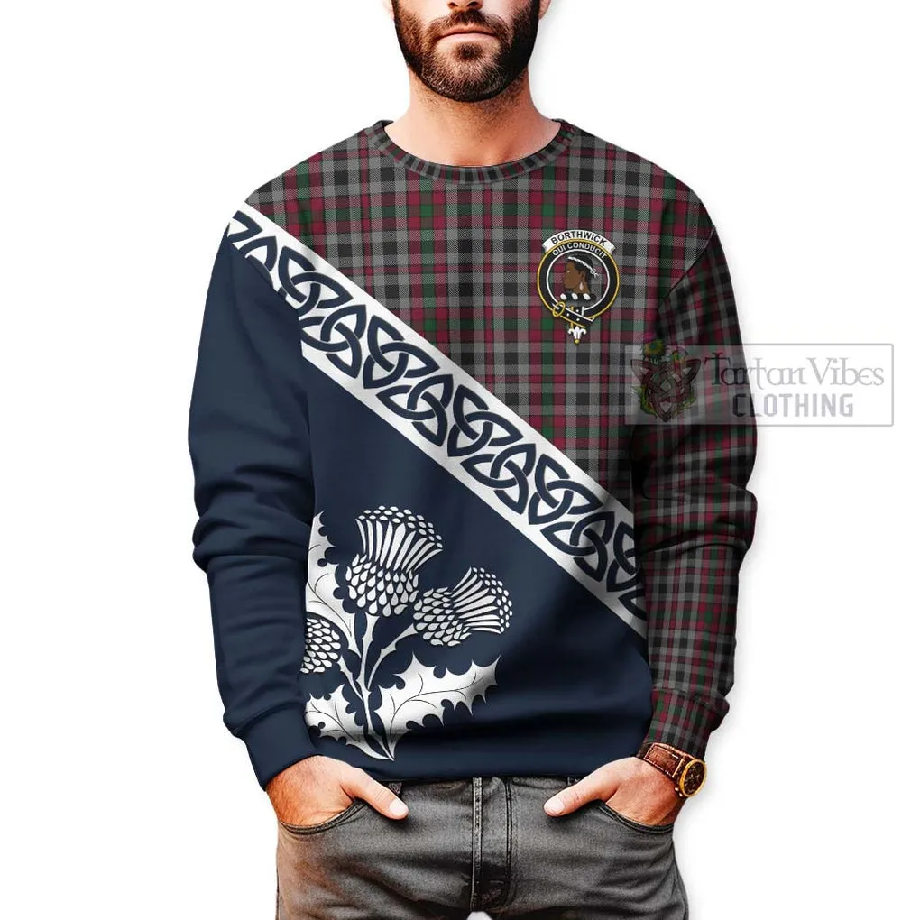 Borthwick Tartan Sweatshirt Featuring Thistle and Scotland Map