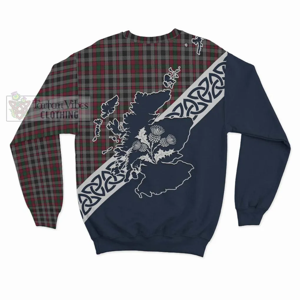 Borthwick Tartan Sweatshirt Featuring Thistle and Scotland Map