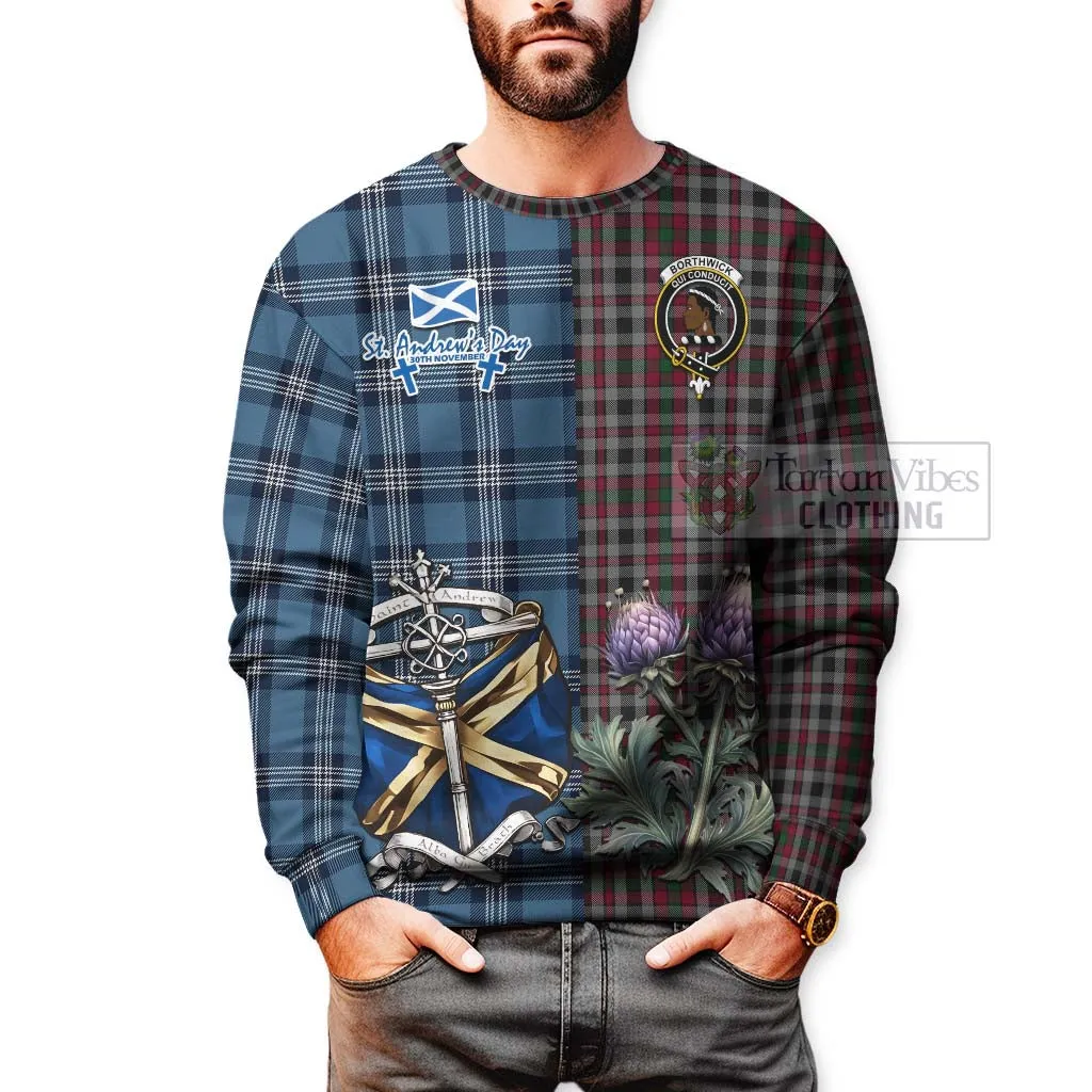 Borthwick Tartan Sweatshirt Happy St. Andrew's Day Half Tartan Style