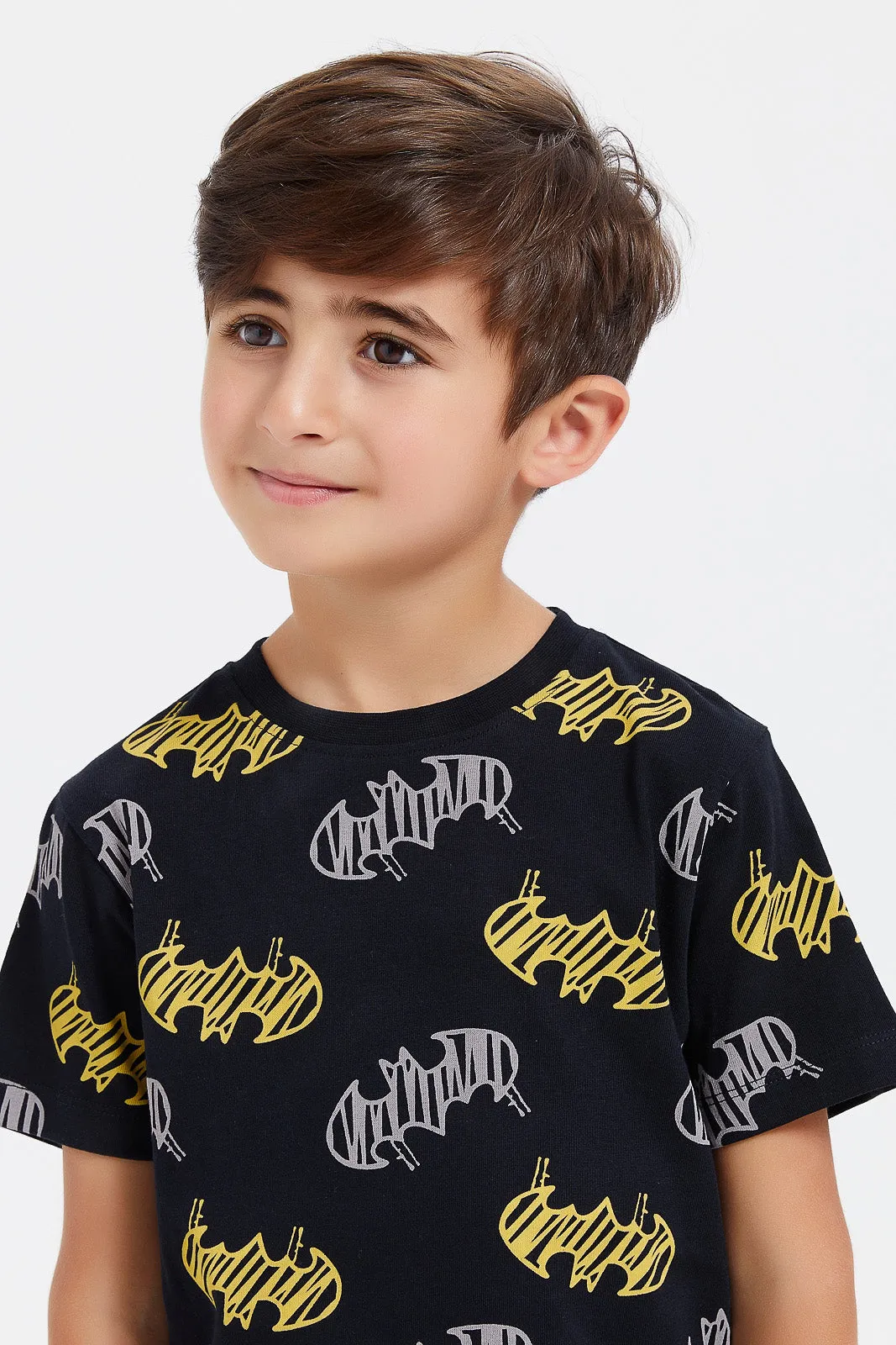 Boys Black And Yellow Batman T-Shirt Set (2 Piece)